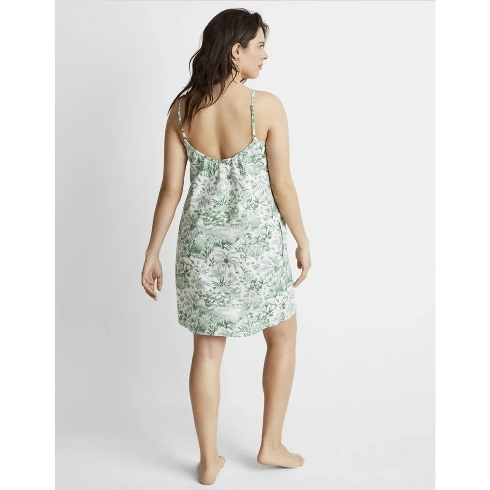 State of Day Women Linen Sleep Chemise Green Size L